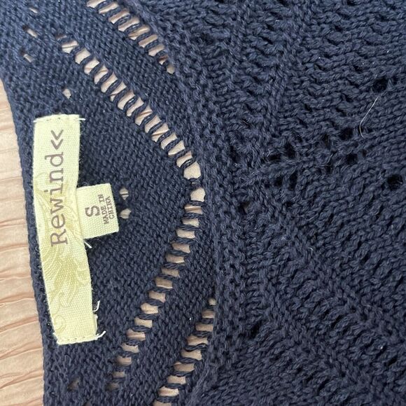 Rewind Size Small Navy Blue Sheer Knit Tank Dress - Picture 5 of 6